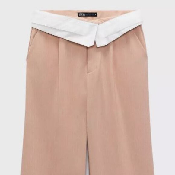 ZARA WOMEN'S LENGTH MENSWEAR STYLE PINK PANTS SIZE XXL 7102 400 633